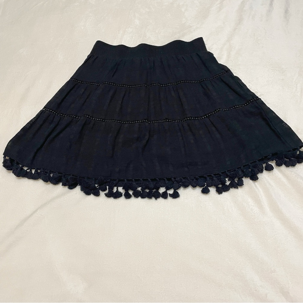 LOFT Black Boho Tassel Skirt Size Medium Petite